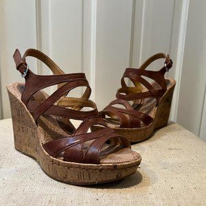 BOC tan leather platform sandals with strap Size: 7